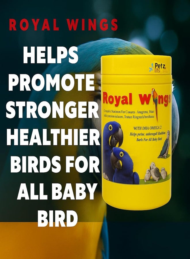 VAYINATO Royal Wings Baby Birds Hand Feeding Formula (500G) with Hand Feeding Syringe DHA Omega-3 | Complete Nutrition for Conures, Amazons, African Greys, Indian Ringneck Parakeets, Love Birds & Cockatiels - Image 2